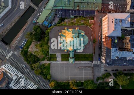 Veduta aerea della Cattedrale di Uspenski, della Chiesa di San Nicola, Helsinki, Finlandia. Foto Stock