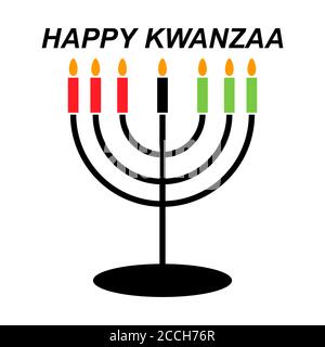 Happy kwanzaa , design americano isolato su sfondo bianco. Biglietto d'auguri, illustrazione vettoriale . Illustrazione Vettoriale