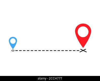 Icona vettoriale, simbolo spostato immagine di progetto annuncio isolato su sfondo bianco, linea tratteggiata diritta. Illustrazione Vettoriale