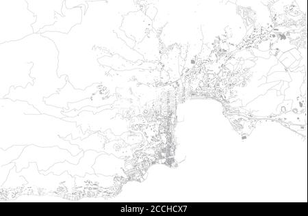 Mappa di Ajaccio, vista satellitare, città, Corsica, Francia. Via e la costruzione della capitale Illustrazione Vettoriale