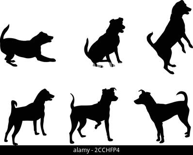 set di silhouette mini pinscher dog - grafica vettoriale Illustrazione Vettoriale