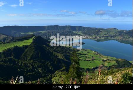 Bella vista di Sete Cidades in Portogallo. Foto Stock