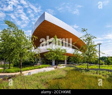 Auditorium Hancher presso l'Università dell'Iowa progettato da Pelli Clarke Pelli e OPN Foto Stock