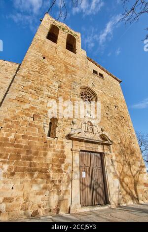 Chiesa di Sant Pere in Pals borgo medievale, Girona, Spagna Foto Stock