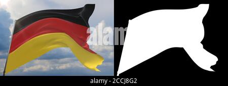 Bandiere sventolanti del mondo - bandiera della Germania. Set di flag e illustrazione Alpha Matte 3D. Maschera di altissima qualità senza bordi indesiderati. Alta Foto Stock