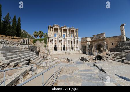 Biblioteca di Celso in Efeso Antica Città, Selcuk Città, Smirne Città, Turchia Foto Stock