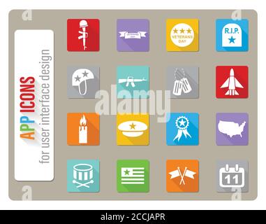 Veterani day icona impostare Illustrazione Vettoriale