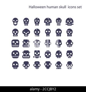 Halloween vettore cranio umano Icon.Ghost o Monster. Demone o Satana segno. icona perfect da 64 pixel Illustrazione Vettoriale