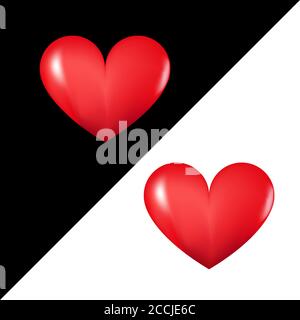 Cuore rosso 3d. Simbolo di amore e fedeltà per San Valentino. Forma realistica con evidenziature sui bordi. Illustrazione vettoriale. Illustrazione Vettoriale