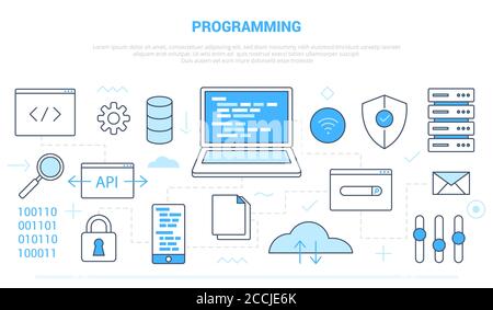 campagna di sviluppo software per codici di programmazione per l'atterraggio di modelli di homepage di sito web banner di pagina con stile icona profilo Illustrazione Vettoriale