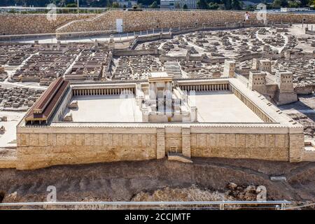 GERUSALEMME ISRAELE 15 settembre 2017: La città di Davide un modello nel Museo d'Israele Israele Israele. Questo modello in scala 50:1, che copre quasi un acro, evoca l'anc Foto Stock