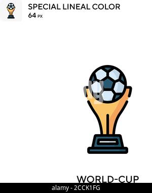 Coppa del mondo icona di colore lineare speciale. Modello di disegno simbolo illustrazione per elemento dell'interfaccia utente Web mobile. Pittogramma moderno a colori perfetto su tratti modificabili. Illustrazione Vettoriale