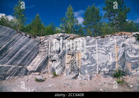 Rocce di marmo, cava italiana, Ruskeala montagna parco, Sortavala, Russia Foto Stock