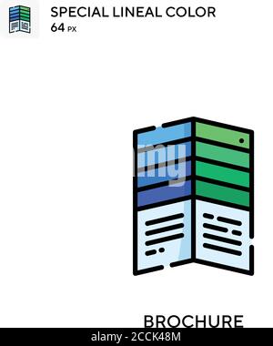 Brochure icona colore lineal speciale. Modello di disegno simbolo illustrazione per elemento dell'interfaccia utente Web mobile. Pittogramma moderno a colori perfetto su tratti modificabili. Illustrazione Vettoriale