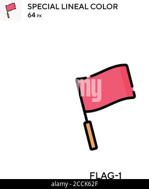 Flag-1 icona di colore lineare speciale. Modello di disegno simbolo illustrazione per elemento dell'interfaccia utente Web mobile. Pittogramma moderno a colori perfetto su tratti modificabili. Illustrazione Vettoriale