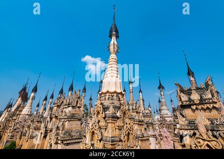 Myanmar, Shan state, Kakku, Kakkus pagoda con i suoi 2500 stupa Foto Stock