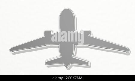 Icona disegno 3D aereo volante, illustrazione 3D Foto Stock