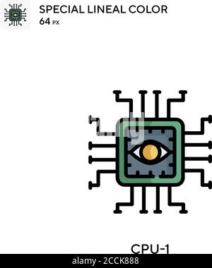 CPU-1 icona colore lineare speciale. Modello di disegno simbolo illustrazione per elemento dell'interfaccia utente Web mobile. Pittogramma moderno a colori perfetto su tratti modificabili. Illustrazione Vettoriale