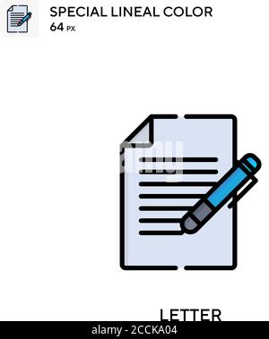 Lettera icona colore lineare speciale. Modello di disegno simbolo illustrazione per elemento dell'interfaccia utente Web mobile. Pittogramma moderno a colori perfetto su tratti modificabili. Illustrazione Vettoriale