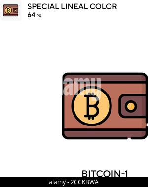 Bitcoin-1 icona a colori speciali. Modello di disegno simbolo illustrazione per elemento dell'interfaccia utente Web mobile. Pittogramma moderno a colori perfetto su tratti modificabili. Illustrazione Vettoriale