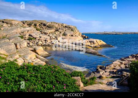 Svezia, Bohuslan, Smogen, costa rocciosa in estate Foto Stock