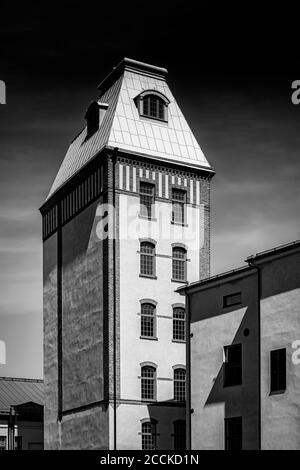 Una bella opera d'arte di uno degli edifici di Norrkoping, Svezia. Foto Stock