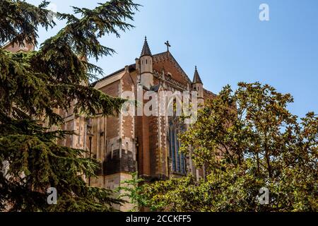 Francia, alta Garonna, Tolosa, alberi di fronte alla Cattedrale di Tolosa Foto Stock