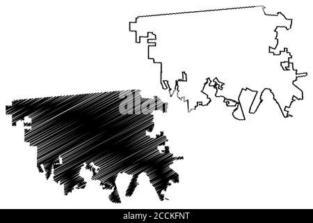 Mexicali City (Stati Uniti del Messico, Messico, Baja California state) mappa vettoriale illustrazione, scrimble sketch Città di Mexicali mappa Illustrazione Vettoriale