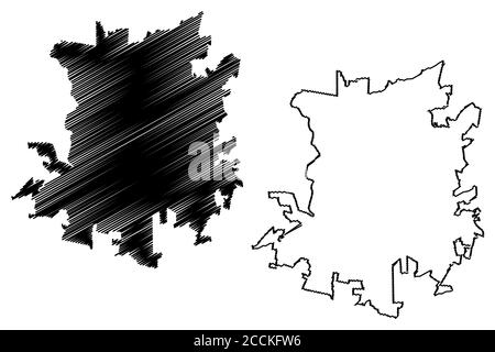 Aguascalientes City (Stati Uniti messicani, Messico) mappa vettoriale illustrazione, scrimble sketch Città di Aguascalientes mappa Illustrazione Vettoriale