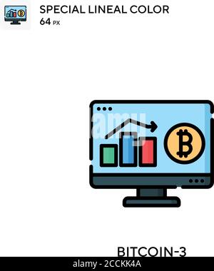 Bitcoin-3 icona a colori speciali. Modello di disegno simbolo illustrazione per elemento dell'interfaccia utente Web mobile. Pittogramma moderno a colori perfetto su tratti modificabili. Illustrazione Vettoriale