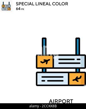 Icona colore lineare AirPort Special. Modello di disegno simbolo illustrazione per elemento dell'interfaccia utente Web mobile. Pittogramma moderno a colori perfetto su tratti modificabili. Illustrazione Vettoriale