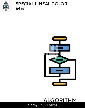 Algoritmo icona colore lineare speciale. Modello di disegno simbolo illustrazione per elemento dell'interfaccia utente Web mobile. Pittogramma moderno a colori perfetto su tratti modificabili. Illustrazione Vettoriale