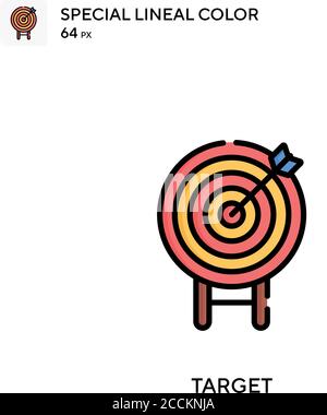 Icona colore lineare speciale target. Modello di disegno simbolo illustrazione per elemento dell'interfaccia utente Web mobile. Pittogramma moderno a colori perfetto su tratti modificabili. Illustrazione Vettoriale