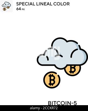 Bitcoin-5 icona a colori speciali. Modello di disegno simbolo illustrazione per elemento dell'interfaccia utente Web mobile. Pittogramma moderno a colori perfetto su tratti modificabili. Illustrazione Vettoriale