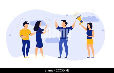 La gente di affari vincitore premio cliente illustrazione vettoriale dipendente. L uomo e la donna celebrazione primo rango di qualità. Ufficio persone ricompensa cup trofeo fino s Illustrazione Vettoriale