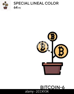 Bitcoin-6 icona a colori speciali. Modello di disegno simbolo illustrazione per elemento dell'interfaccia utente Web mobile. Pittogramma moderno a colori perfetto su tratti modificabili. Illustrazione Vettoriale