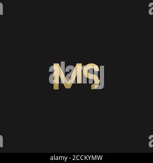 Creativo moderno elegante alla moda unico artistico nero e oro colore MS SM M S iniziale basato lettera icona logo. Illustrazione Vettoriale