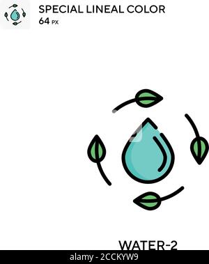 Water-2 icona di colore lineare speciale. Modello di disegno simbolo illustrazione per elemento dell'interfaccia utente Web mobile. Pittogramma moderno a colori perfetto su tratti modificabili. Illustrazione Vettoriale