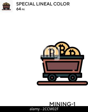 Mining-1 icona colore lineal speciale. Modello di disegno simbolo illustrazione per elemento dell'interfaccia utente Web mobile. Pittogramma moderno a colori perfetto su tratti modificabili. Illustrazione Vettoriale