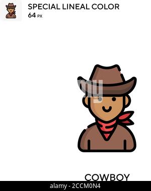 Cowboy icona colore lineal speciale. Modello di disegno simbolo illustrazione per elemento dell'interfaccia utente Web mobile. Pittogramma moderno a colori perfetto su tratti modificabili. Illustrazione Vettoriale