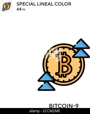 Bitcoin-9 icona a colori speciali. Modello di disegno simbolo illustrazione per elemento dell'interfaccia utente Web mobile. Pittogramma moderno a colori perfetto su tratti modificabili. Illustrazione Vettoriale