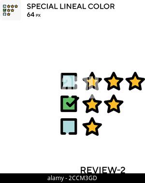 Review-2 icona colore lineare speciale. Modello di disegno simbolo illustrazione per elemento dell'interfaccia utente Web mobile. Pittogramma moderno a colori perfetto su tratti modificabili. Illustrazione Vettoriale