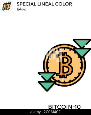 Bitcoin-10 icona a colori speciali. Modello di disegno simbolo illustrazione per elemento dell'interfaccia utente Web mobile. Pittogramma moderno a colori perfetto su tratti modificabili Illustrazione Vettoriale