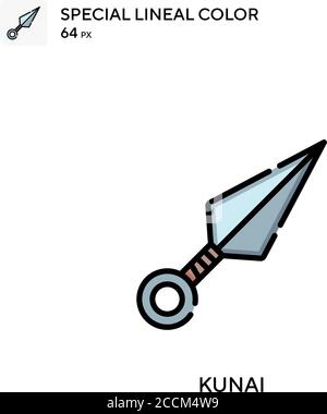 Icona di colore lineare speciale kunai. Modello di disegno simbolo illustrazione per elemento dell'interfaccia utente Web mobile. Pittogramma moderno a colori perfetto su tratti modificabili. Illustrazione Vettoriale