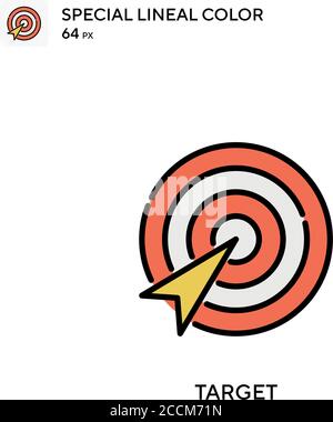 Icona colore lineare speciale target. Modello di disegno simbolo illustrazione per elemento dell'interfaccia utente Web mobile. Pittogramma moderno a colori perfetto su tratti modificabili. Illustrazione Vettoriale