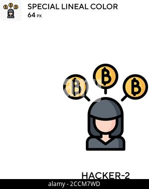 Hacker-2 icona di colore lineare speciale. Modello di disegno simbolo illustrazione per elemento dell'interfaccia utente Web mobile. Pittogramma moderno a colori perfetto su tratti modificabili. Illustrazione Vettoriale