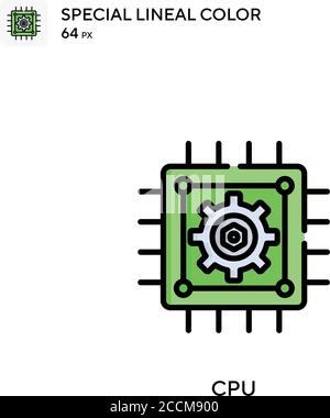 Icona colore lineare speciale CPU. Modello di disegno simbolo illustrazione per elemento dell'interfaccia utente Web mobile. Pittogramma moderno a colori perfetto su tratti modificabili. Illustrazione Vettoriale