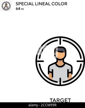 Icona colore lineare speciale target. Modello di disegno simbolo illustrazione per elemento dell'interfaccia utente Web mobile. Pittogramma moderno a colori perfetto su tratti modificabili. Illustrazione Vettoriale