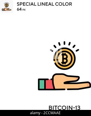 Bitcoin-13 icona a colori speciali. Modello di disegno simbolo illustrazione per elemento dell'interfaccia utente Web mobile. Pittogramma moderno a colori perfetto su tratti modificabili Illustrazione Vettoriale