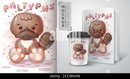 Simpatici platypas - poster e merchandising. Illustrazione Vettoriale
